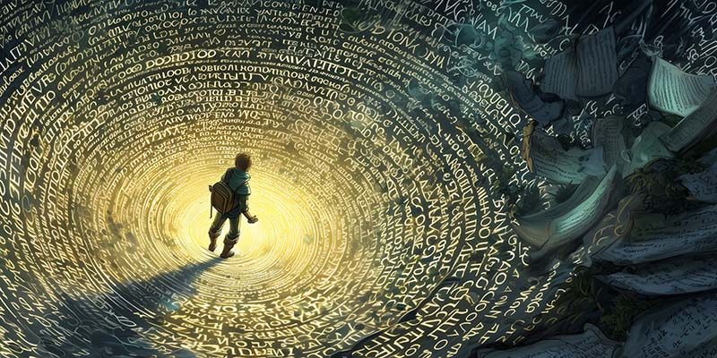 A person standing in an Online Text RPG