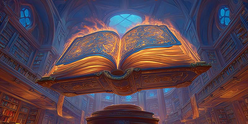 A MUD games guide book floating in the air