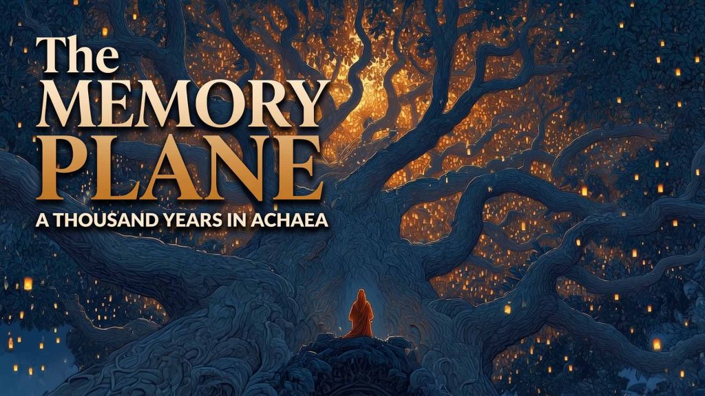 Sage looking up into the Tree of Yggdrasil in the Achaea MUD Game